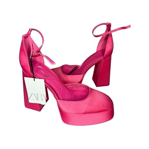 NWT ZARA Pink Platform Heels sz 40 / 10 - Picture 4 of 12